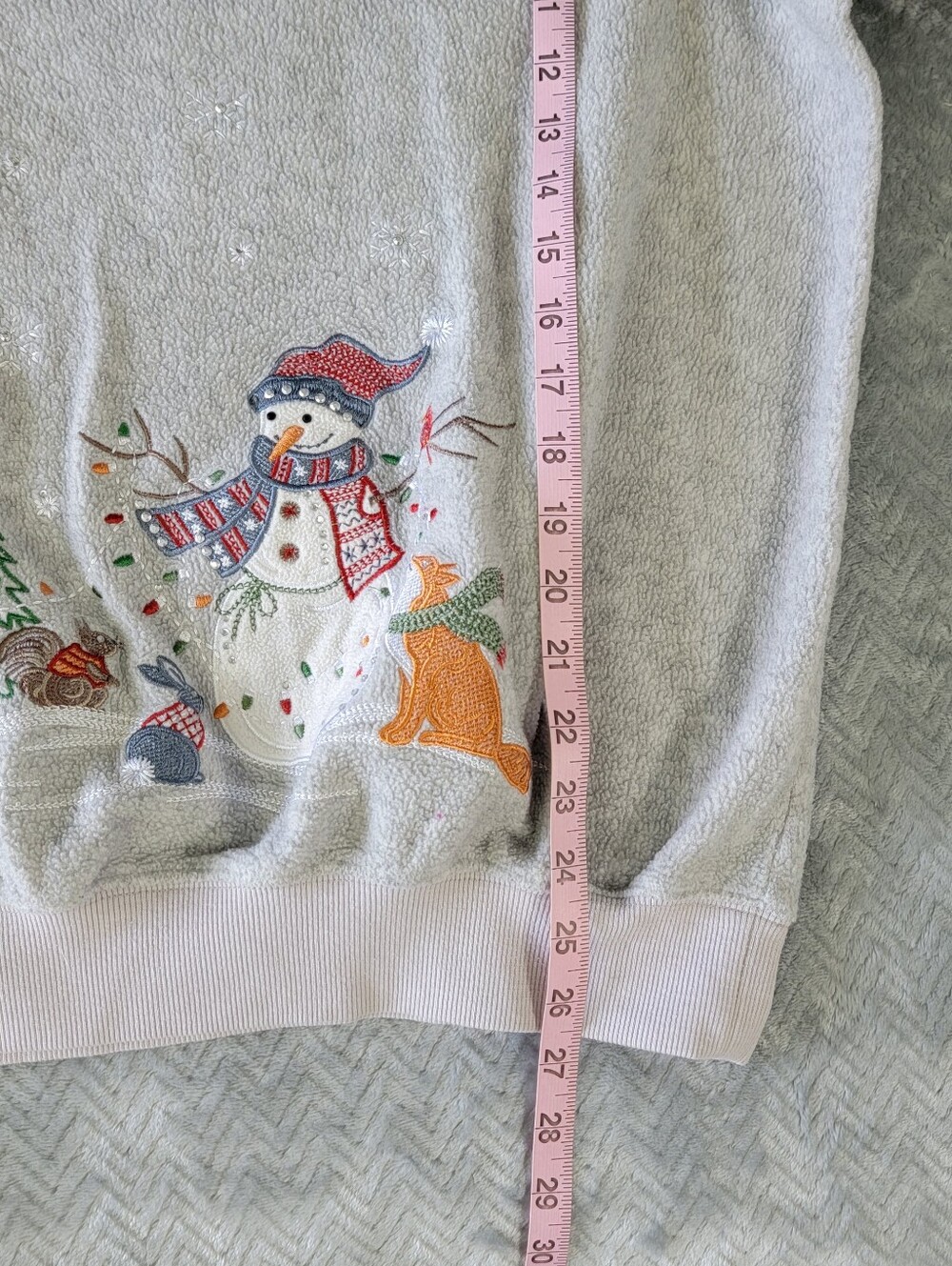 Alfred Dunner Classic Sweatshirt 3X Gray Crewneck Embroidered Christmas Snowman - Picture 9 of 9